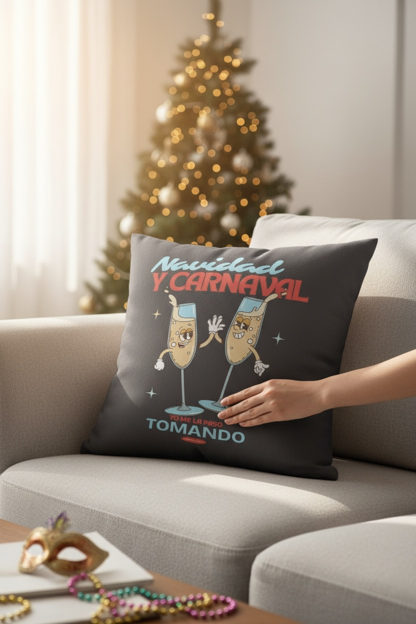 Cojín Navidad Y Carnaval Yo Me La Paso Tomando
